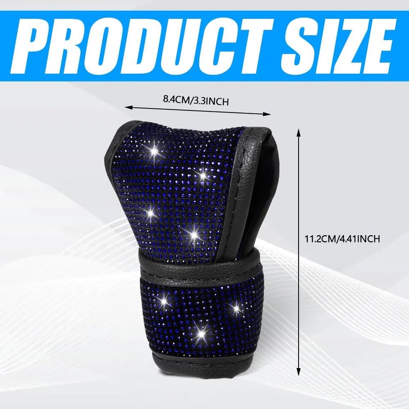 PACLVIO Bling Auto Gear Shift Knob Cover, Car Knob Gear Stick Protector, Auto Shift Gear Cover with Crystal Glitter Bling Rhinestones, Universal Vehicle Decoration Accessories for Women (Blue) - Image 2